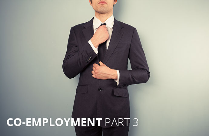 Man in a suit with text: "Co-Employment Part 3"